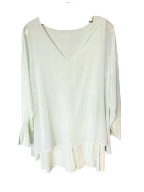 Soft Surroundings Chiffon Layered Blouse Boho Romantic Flowy Top Size L NWT